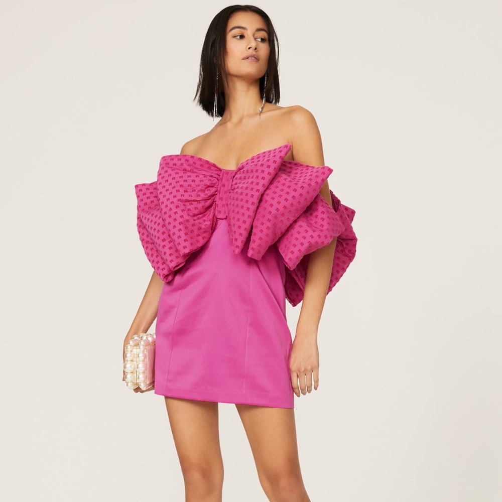 ROTATE BIRGER CHRISTENSEN gorgeous, pink satin bow dress
